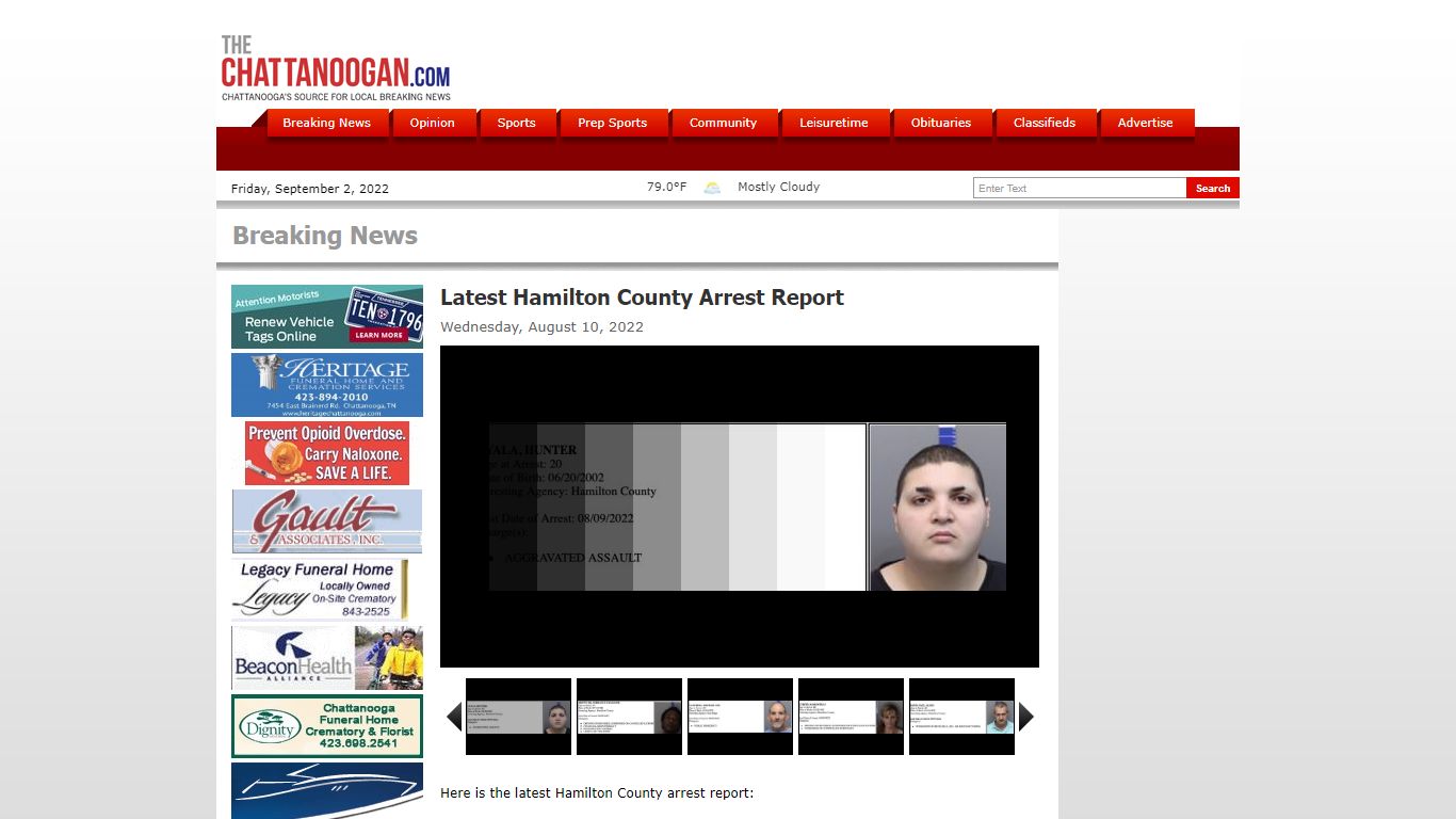 Latest Hamilton County Arrest Report - Chattanoogan.com